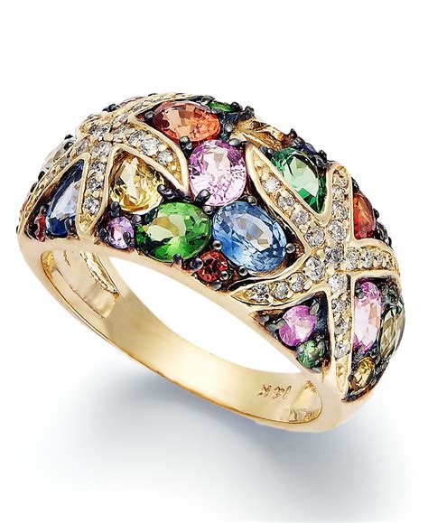 Women's gold rings with gemstone 